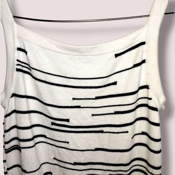 St John Womens Sweater Set Sz P White Black Short Sleeves and Tank‎ Summer Prep - Picture 4 of 13